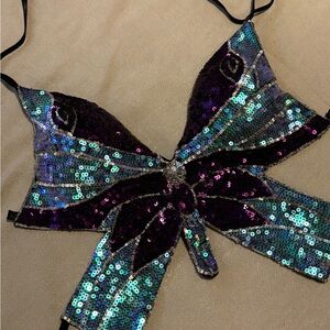 Sequin Butterfly Crop Top